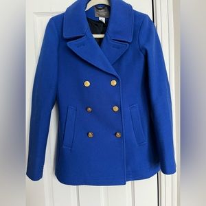 J. CREW Stadium Cloth Nello Gori Blue Wool Coat
